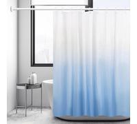 Vgzsyomqib Gradient Shower Curtain Wet Room Waterproof Anti Mould Proof Fabric Extra Wide 240 x 200 cm Drop Quick Dry White Blue Ombre Bathroom Curtains with Hooks