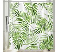 Vgzsyomqib Green Leaves Shower Curtain Wet Room Waterproof Anti Mould Proof Fabric Extra Long 180 x 200 cm Quick Dry Jungle Print Tropical Palm Leaf Pattern Bathroom Curtains with Hooks