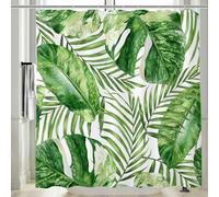 Vgzsyomqib Green Leaves Shower Curtain Wet Room Waterproof Anti Mould Proof Fabric Extra Wide 240 x 200 cm Drop Quick Dry Jungle Print Tropical Palm Leaf Bathroom Curtains with Hooks Eyelets