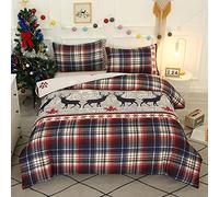 Vgzsyomqib Xmas Santa Kingsize Duvet Cover Sets Soft Brushed Microfibre Christmas Bed Quilt Duvet Covers Set with Zipper Closure Hotel Quality Check Bedding Set for Kids Adult Navy Red 01