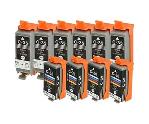 vhbw 10x Ink Cartridge Replacement for Canon CLI-36C, CLI-36, PGI-35, PGI-35BK for Printer (Compatible)