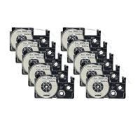 vhbw 10x Label Tape Compatible with Casio KL-2000, KL-300, KL-70E, KL-200E, KL-60, KL-7000 Label Printer 8m x 6 mm, Black on White, Plastic