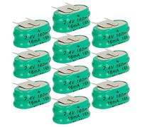 vhbw 10x NiMH replacement button cell battery tab type 2/V150H 3 pins 150mAh 2.4V suitable for model building batteries, solar lights etc.