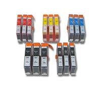 vhbw 15-Pack Ink Cartridge compatible with HP Photosmart C309a, C309g - Set cyan, magenta, yellow, black, photo black + Chip (Compatible)