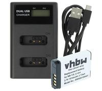 vhbw 1x battery, 1x dual-charger compatible with Canon Legria Mini X Camera