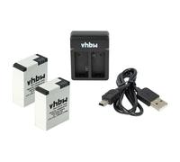 vhbw 1x charger, 1x charging cable, 2x battery compatible with GoPro 1ICP7/26/33-2, 601-00724-00A, ABPAK-001 Action Camera