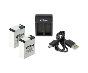 vhbw 1x charger, 1x charging cable, 2x battery compatible with GoPro AHDBT-201, AHDBT-301, AHDBT-302 Action Camera
