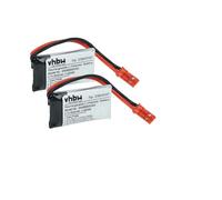 vhbw 2 x Battery Compatible with Carrera 503002, Quadcopter CA Racing Car (650 mAh, 3.7 V, Li-Polymer, 38 x 20 x 7 mm, JST BEC)