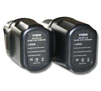vhbw 2x Battery compatible with Dewalt DC600 Screwdriver, DC600KA, DC600-GB, DC600 Power Tools (2100 mAh, NiMH, 3.6 V)