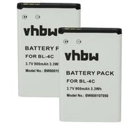 vhbw 2x Battery compatible with Master MF024, MF016 DUAL SIM, MF015, MF01, MF021S Mobile Phone Smartphone (900 mAh, 3.7 V, Li-Ion)