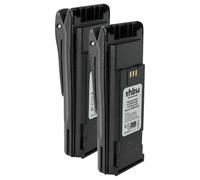 vhbw 2x Battery compatible with Motorola CP180, CP170, CP160, CP150, CP140, CP040 Radio, Walkie-Talkie (2500 mAh, 7.2 V, NiMH) + Belt Clip
