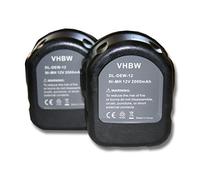 vhbw 2x Battery Replacement for Black & Decker A9252, A9252 England SL1 3YD, A9266, A9275 for Electric Power Tools (2000mAh NiMH 12V)