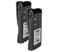 vhbw 2x Battery Replacement for Motorola PMNN4158AR, PMNN4159AR, WPNN4045AR for Radio, Walkie-Talkie (1500 mAh, 7,2 V, NiMH) + Belt Clip