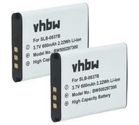 vhbw 2x Battery Replacement for Samsung SLB-0837b for Camera DSLR (500 mAh, 3.7 V, Li-Ion)