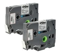 vhbw 2X Label Tape Compatible with Brother GL H105, 100, 200, H100 Label Printer 4m x 12 mm, Black on White, Laminated