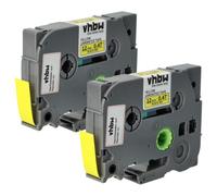 vhbw 2X Label Tape Compatible with Brother PT P300BT, P700, ST-5, RL-700S | Label Printer 4m x 12 mm, Black on Yellow, plastic, Laminated