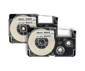 vhbw 2X Label Tape Compatible with Casio KL-C500, KL-8200, KL-P1000, KL-HD1, KL-G2 Label Printer 8m x 18 mm, Black on White, Plastic