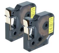 vhbw 2X Label Tape Compatible with Dymo RhinoPro 6000, 5000, 3000, ILP 219 Label Printer 5.5m x 12 mm, Black on Yellow, Vinyl, Plastic
