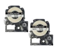vhbw 2X Label Tape Compatible with Epson LabelWorks LW-700, LW-900P, LW-500, LW-400 Label Printer 8m x 12 mm, Black on White