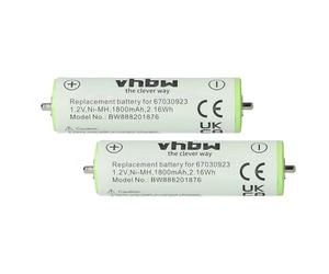 vhbw 2x Replacement Battery compatible with Braun 5720 Flex XP 5612, 5720 Flex XP 5663 Electric Razor Hair Clippers (1800mAh, 1.2 V, NiMH)