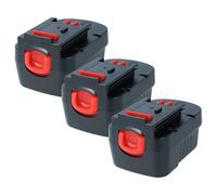 vhbw 3x Battery compatible with Black & Decker HP148F2, HP148F2B, HP146F3K, HP146FBH, HP148F2K, HP148F2R Power Tools (1500 mAh, NiMH, 14.4 V)