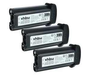 vhbw 3x Battery compatible with Canon EOS 1Ds Mark II, 1D Mark II N, 1D Mark II Camera DSLR (1500 mAh, 12 V, NiMH)