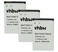 vhbw 3x Battery compatible with Doro 1378, 1380, 1382, 1385, 1355 Mobile Phone Smartphone (900 mAh, 3.7 V, Li-Ion)