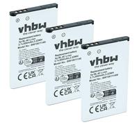 vhbw 3x Battery compatible with Doro 2414, 1378, 1380, DFC-0160, 1382, 1385, 2424, 1355 Mobile Phone Smartphone (600 mAh, 3.7 V, Li-Ion)