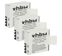 vhbw 3x Battery compatible with GoXtreme ENDURANCE, ENDURO BLACK, IMPULSE Videocamera (900 mAh, 3.7 V, Li-polymer) + Info Chip
