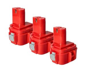 vhbw 3x Battery compatible with Makita 6314DWBE, 6313DWBE, 6316DWA, 6316D, 6313DWB, 6314D, 6314DWAE, 6314DWDE Power Tools (1500 mAh, NiMH, 12 V)