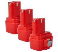 vhbw 3x Battery compatible with Makita 6940DWA, 6940DWE, 6940D, 6940DW, ML901 Flashlight, 6940DA, 6980D Power Tools (1500 mAh, NiMH, 9.6 V)