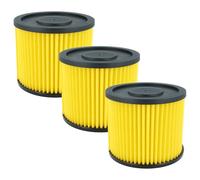 vhbw 3x Cartridge Filter compatible with Einhell TCVC 1930 SA, TC-VC 1930 S, TC-VC 1930-190 A, TC-VC 1930 A Vacuum Cleaner - Yellow