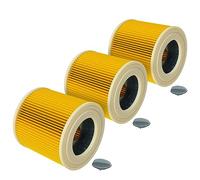 vhbw 3x Cartridge Filter compatible with Kärcher WD 2 Plus V-12, NT 27/1 ME Professional, NT 27/1 Professional Vacuum Cleaner - Yellow