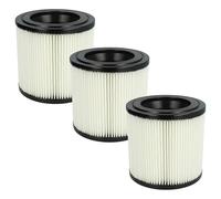 vhbw 3x Cartridge Filter compatible with Kärcher WD 3, 2, 1 Vacuum Cleaner - Black White Washable