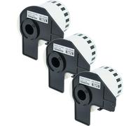 vhbw 3X Label Roll with Holder 62mm x 15.24m (1 Label) Replacement for Brother DK-22606 for Label Maker - Premium Yellow