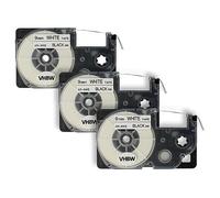 vhbw 3X Label Tape Compatible with Casio KL-750E, KL-8100, KL-7400, KL-820, KL-780, KL-7200 Label Printer 8m x 9 mm, Black on White, Plastic