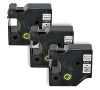 vhbw 3X Label Tape Replacement for Dymo 45803, D1, S0720830 for Label Printer 7m x 19 mm, Black on White, Plastic