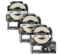 vhbw 3X Label Tape Replacement for Epson SS12KW, LC-4WBN for Label Printer 8m x 12 mm, Black on White