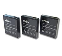 vhbw 3x Li-Ion battery 1000mAh (3.7V) suitable for camera camcorder video Rollei Actioncam 230, 240, 400, 410 replaces Rollei RL410B, AC 410-420.