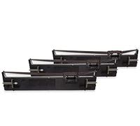 vhbw 3X Ribbon Cartridge Replacement for Epson S015610, C13S015610 for Dot Matrix, Receipt Printer - Black Ink Ribbon