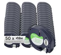 vhbw 50x Label Tape Paper Compatible with Dymo LetraTag LT-100H, LT-100T, QX50, XR Label Printer 4m x 12 mm, Black on White