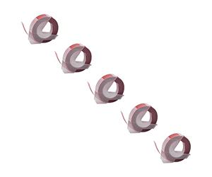 vhbw 5X 3D Embossing Label Tape Compatible with Dymo Mini, Office-Mate II, Omega Label Printer 3m x 9 mm, White on Red