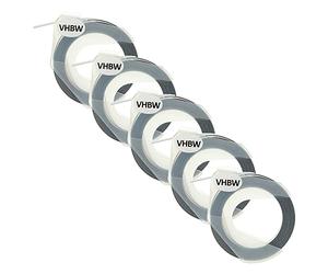 vhbw 5X 3D Embossing Label Tape Compatible with Phomemo E975 Label Printer 3m x 9 mm, White on Black