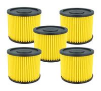 vhbw 5x Cartridge Filter compatible with Einhell TCVC 1930 SA, TC-VC 1930 S, TC-VC 1930-190 A, TC-VC 1930 A Vacuum Cleaner - Yellow
