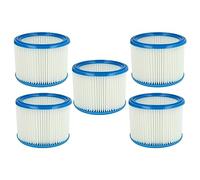 vhbw 5x Cartridge Filter compatible with Makita 83203 BJA, 446, P-70219, VYS 25, 444, 445 Vacuum Cleaner - Blue White
