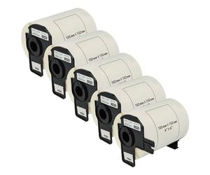 vhbw 5X Label Roll with Holder 102mm x 152mm (200 Label) Replacement for Brother DK-11241 for Label Maker - Standard White