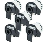 vhbw 5X Label Roll with Holder 62mm x 15.24m (1 Label) Compatible with Brother PT QL-580N Label Maker - Premium Yellow