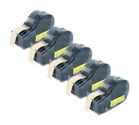 vhbw 5X Label Tape Compatible with Brady BMP21-LAB, BMP21-PLUS, BMP21 Label Printer 6.4m x 12.7 mm, Black on Yellow, Plastic, Vinyl