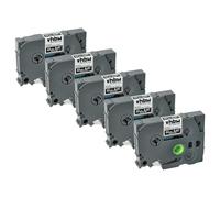 vhbw 5X Label Tape Compatible with Brother GL H105, 100, 200, H100 Label Printer 8m x 12 mm, White on Black, Plastic