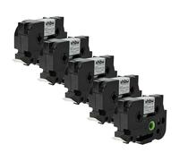 vhbw 5X Label Tape Compatible with Brother P-Touch PT-E300VP Label Printer 1.5m x 23.6 mm, Black on White, Plastic, Heat Shrink Tape